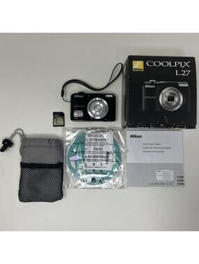 Nikon COOLPIX L27 16.1MP Compact Digital Camera  - Black - Tested In Box 16GB SD